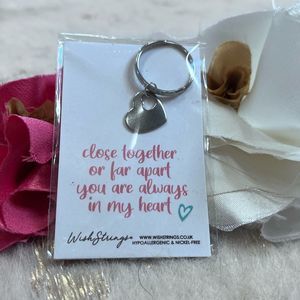 Wish Strings Always in my Heart - Heart Keyring on Keepsake Gift Card 💗